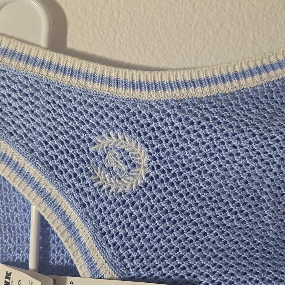 PINK Blue Knit Sleeveless Top Vest/top - Picture 2 of 5